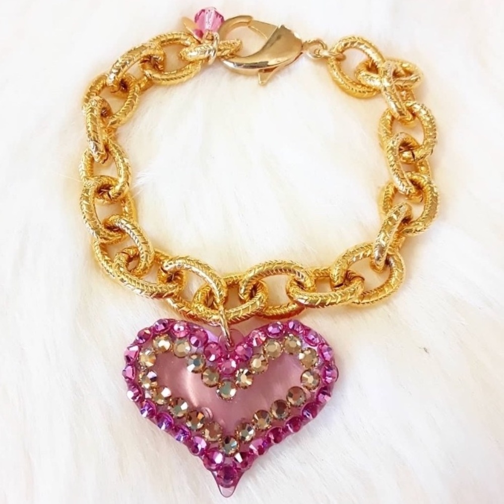 Tarina Tarantino Pink Heart Bracelet